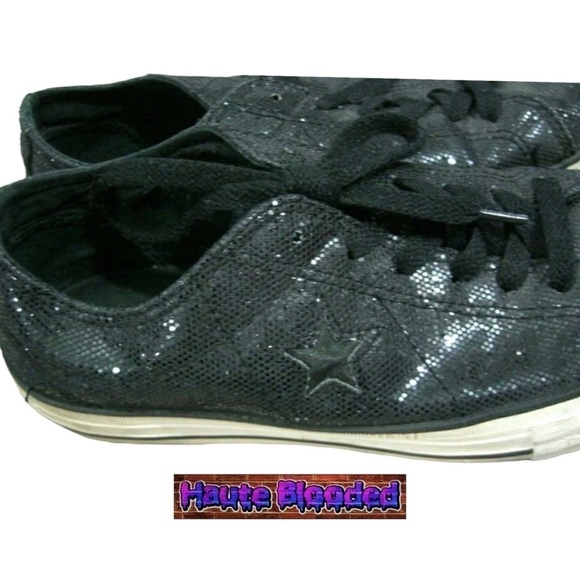 Converse One Star Black Glitter Shoes Chucks Chuck Taylor Bling Dark Academia 7 - Picture 6 of 11